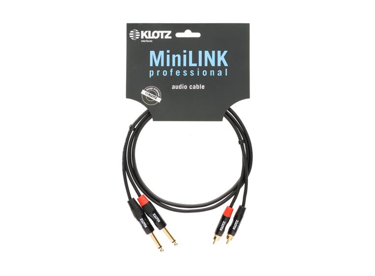Klotz KT-CJ MiniLink PRO st twin metal rca-jack plugs - 0,9m