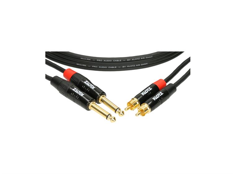 Klotz KT-CJ MiniLink PRO st twin metal rca-jack plugs - 0,9m