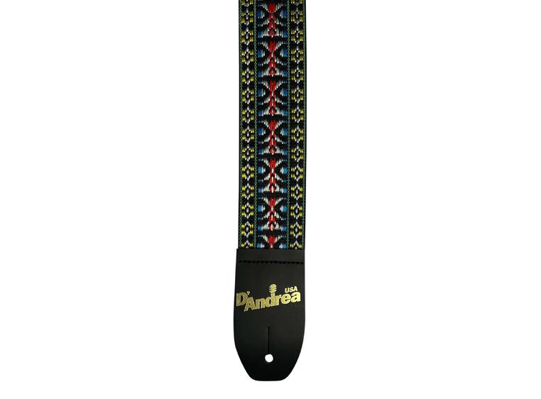 D'Andrea 2" Woven Guitar Strap Tapestry Hootenanny, Red/Yellow/Blue