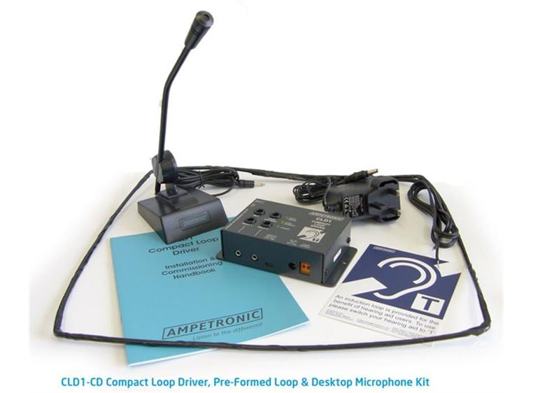 Ampetronic CLD1-CD Teleslynge Kit 2,4A Svanehalsmikrofon Skranke