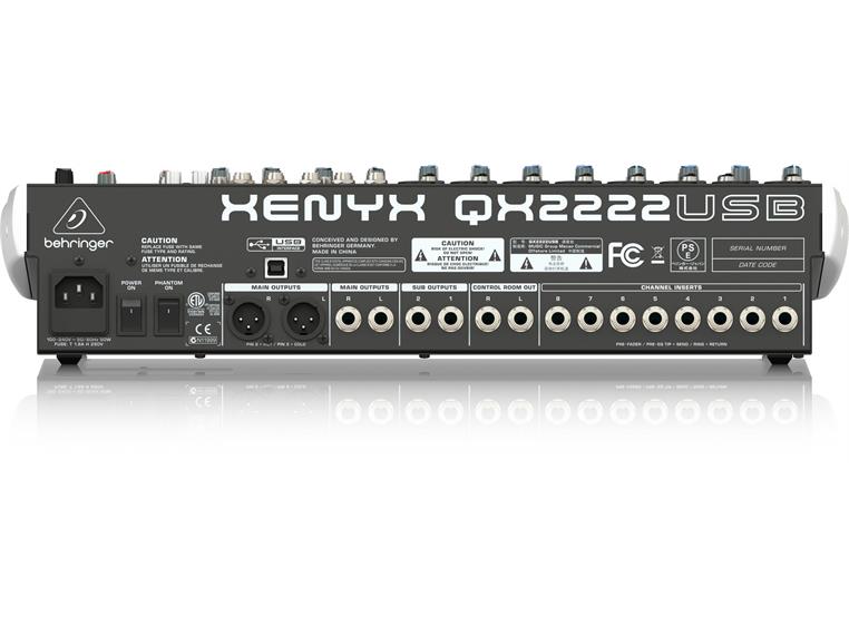 Behringer XENYX QX2222USB Premium Mixer 22-Input 2/2-Bus, KLARK TEKNIK Multi-FX