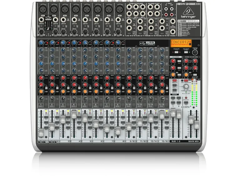 Behringer Xenyx QX2222USB Premium Mixer 22-Input 2/2-Bus, KLARK TEKNIK Multi-FX 