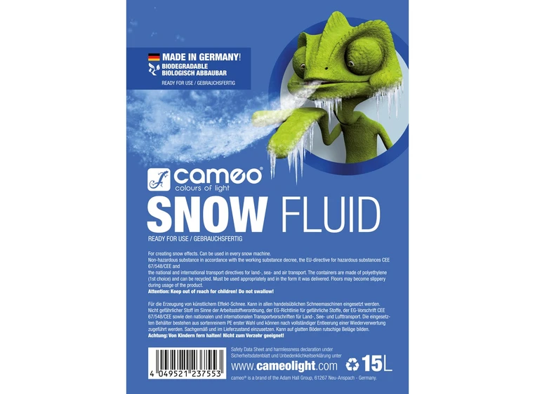 Cameo SNOW FLUID 15L, Special fluid for snow machines 