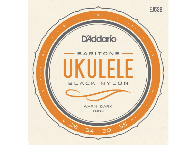 D'Addario EJ53B Hawaii Baritone Ukulele Strenger Black Nylon 