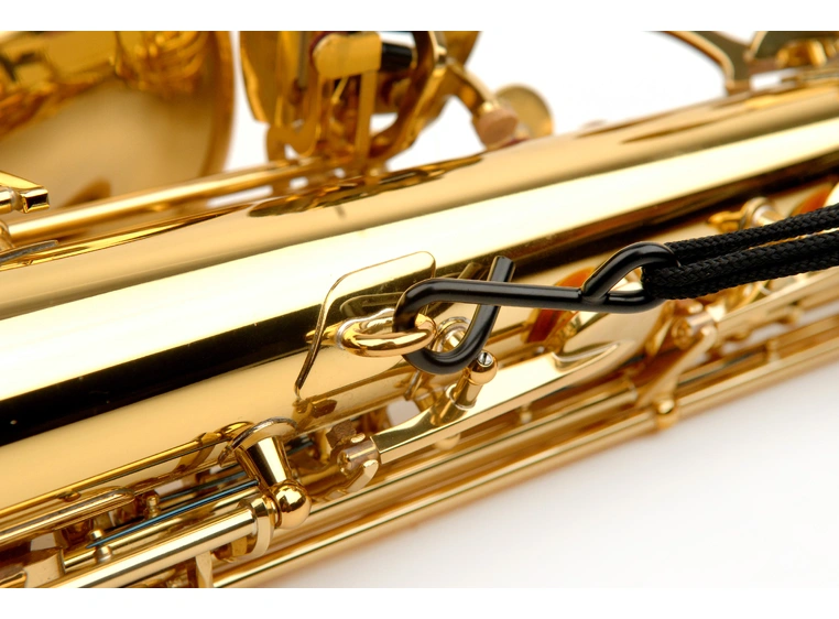 D'Addario SJA11 Fabric Saxophone Strap Soprano/Alto, Solid Black, Metal Hook 
