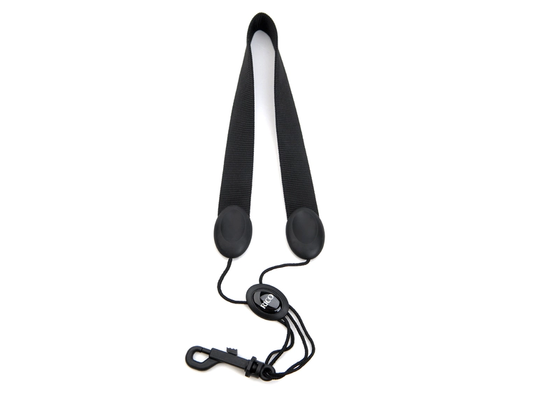 D'Addario SLA13 Fabric Saxophone Strap Tenor/Bari, Solid Black, Snap Hook 