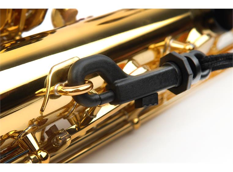 D'Addario SLA13 Fabric Saxophone Strap Tenor/Bari, Solid Black, Snap Hook