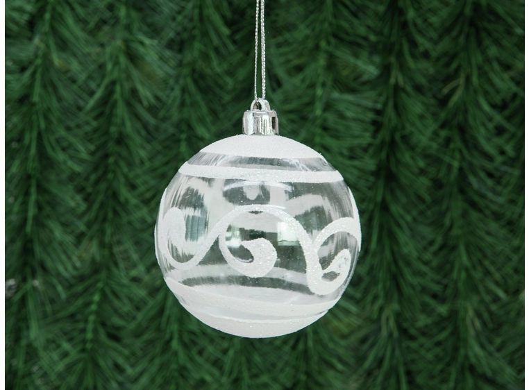 Europalms Julekule 7cm, clear diverse designs 6x 