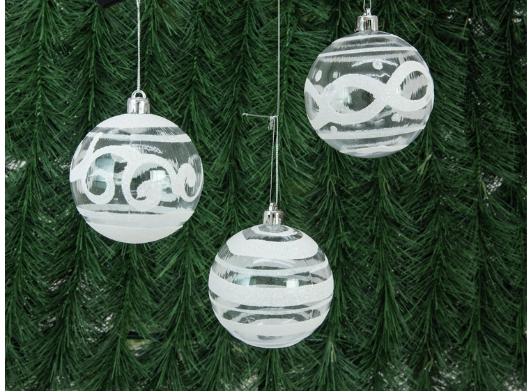 Europalms Julekule 7cm, clear diverse designs 6x 