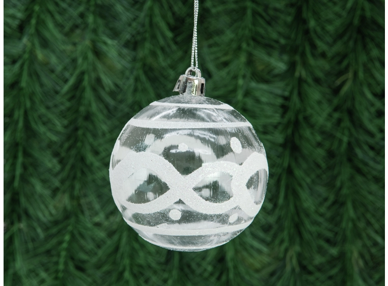 Europalms Julekule 7cm, clear diverse designs 6x 