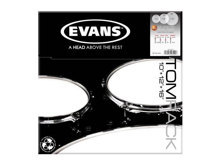 Evans ETP-G2CTD-R Tom Pack Genera G2 Coated Rock 10, 12, 16