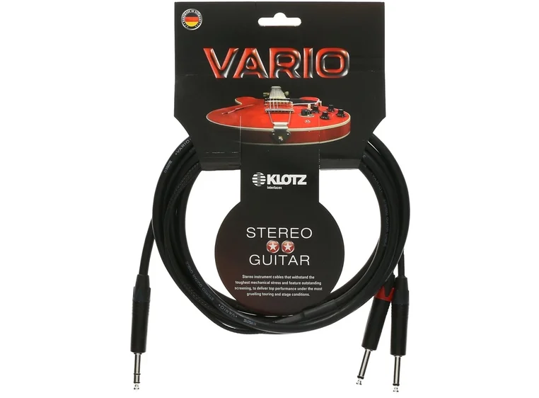 Klotz VARIO-0150 Vario Gitarkabel 1xstereojack-2xmonojack sort, 1,5 m 