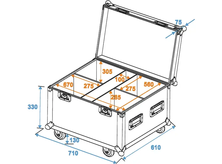 ROADINGER Flightcase 4x TMH-30/TMH-40/ TMH-60 