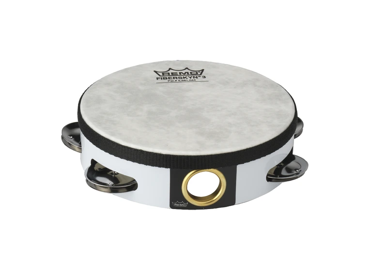 Remo TA-5106-00 Tambourine Pre-Tuned 6" Diameter 6 Pairs 1 Row Quadura White 