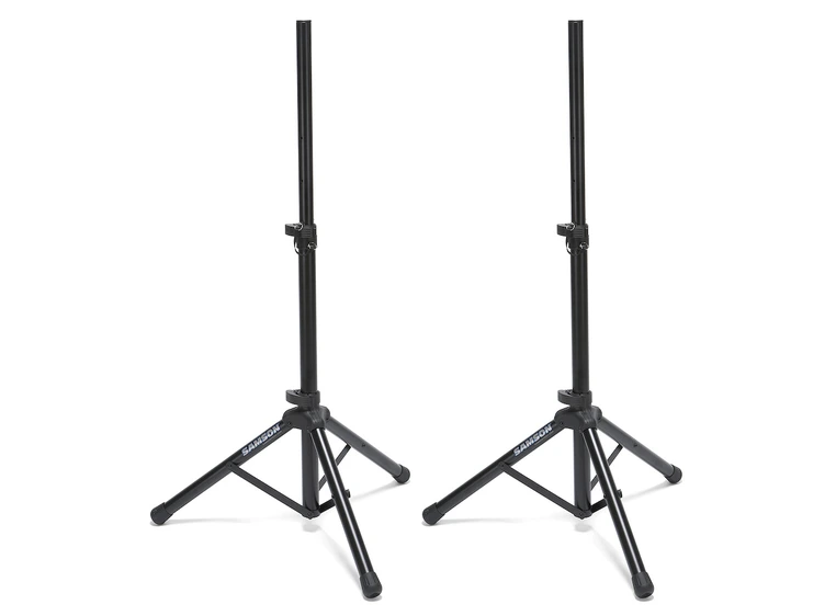 Samson SP50P Two heavy duty telescoping speaker stands with carry bag 