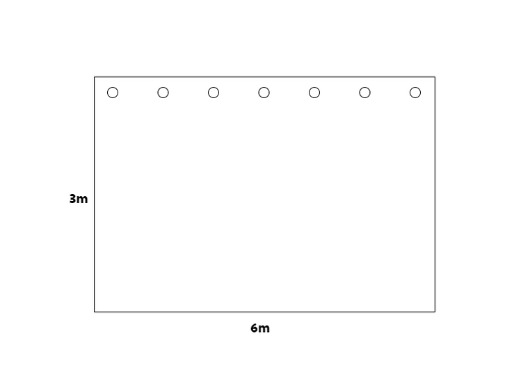 Sceneteppe molton 3x6m Ferdigsydd Hvit, 300g/m2, maljer i bredden 