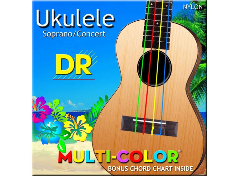 DR Strings UMCSC Ukulele Soprano (024-026) Concert Multi-Color Nylon 