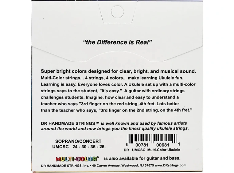 DR Strings UMCSC Ukulele Soprano (024-026) Concert Multi-Color Nylon 