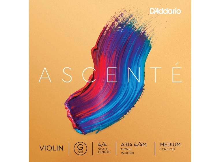 D'Addario A314 4/4M Violin String Ascenté Student Synth G-monel 10 