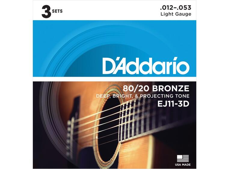 D'Addario EJ11-3D (012-053) 3-pakning