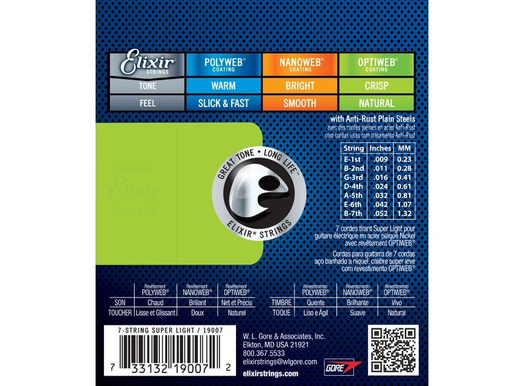 Elixir Optiweb Electric Nickel Plated (009-052) 19007 7-strenger 