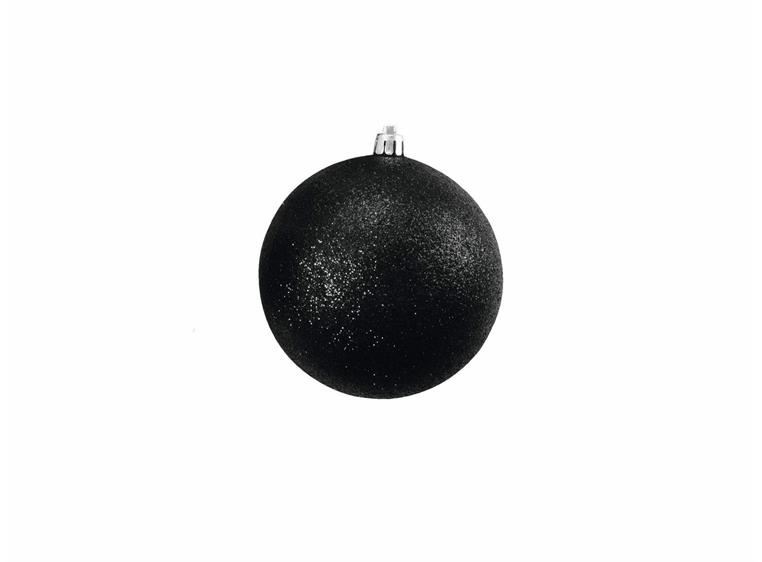 Europalms Deco Ball 10cm, black glitter 4x