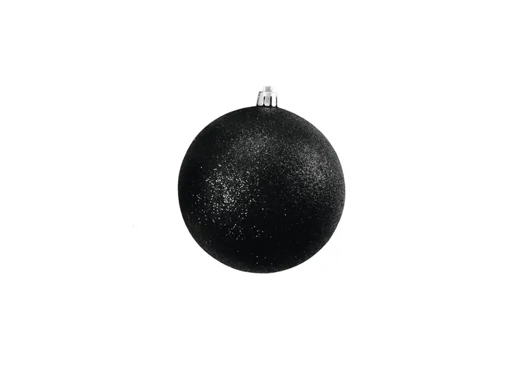 Europalms Deco Ball 10cm, black glitter 4x 