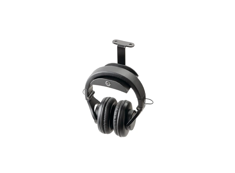 K&M 16330 Headphone holder, Black that can be mounted under a table 