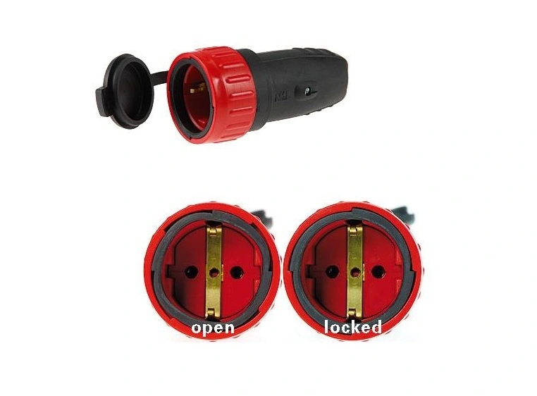 Klotz P52K1D2S Schuko med beskyttelses deksel Hun Låsbar IP44 16A 