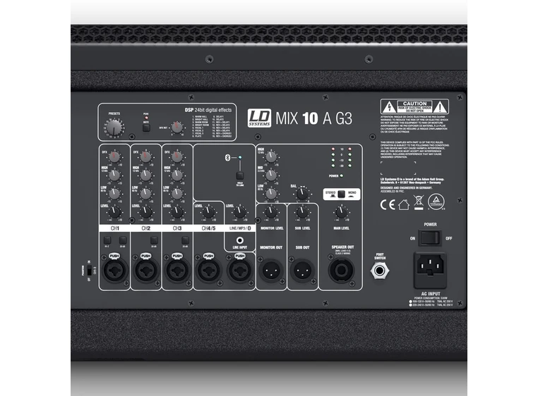 LD Systems MIX 10 A G3 Active 2-Way Loudspeaker, Integrated 7-Channel Mixer 