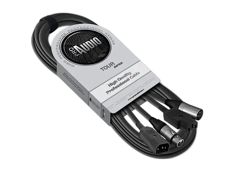 PROAUDIO TOUR66460L05BK Kombikabel, sort 5m, XLRf-XLRm 3p+ EURm/EURf 