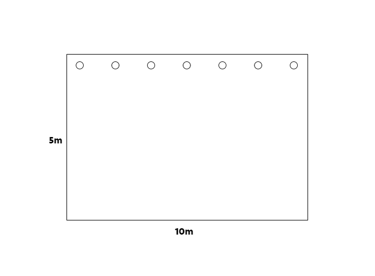 Sceneteppe molton 5x10m Ferdigsydd Sort, 300g/m2, maljer i bredden (10m) 