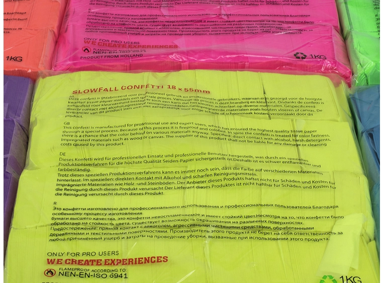 TCM FX Slowfall Konfetti Rektangulær 55x18mm, neon-Gul, uv ac 