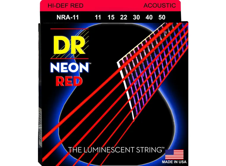 DR Strings NRA-11 Neon Red (011-050) Custom Light 