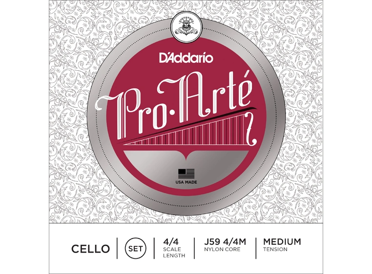 D'Addario J59M Cello Strings Pro•Arté Set (silver G) 4/4 Med Tension 