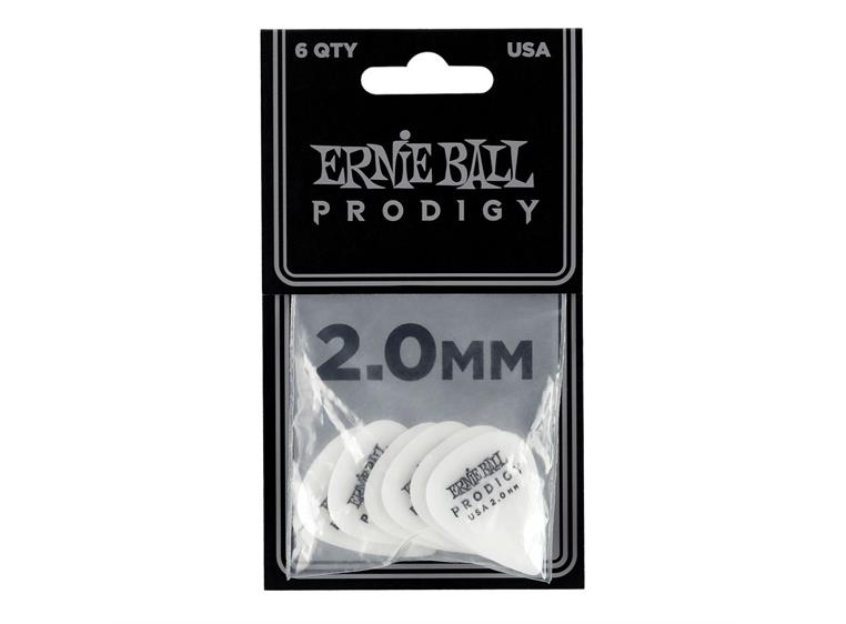 Ernie Ball EB-9202 Prodigy pick, white 6-Pack High Performance Guitar Pick 2mm
