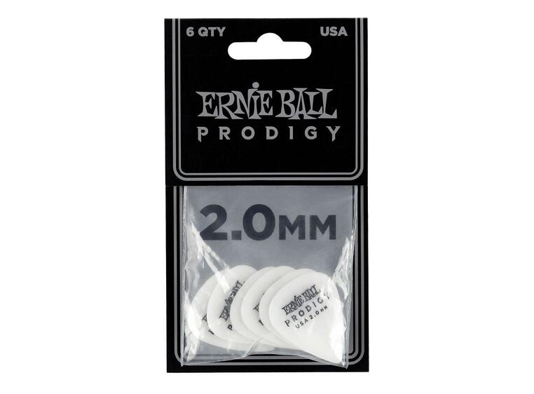Ernie Ball EB-9202 Prodigy pick, white High Performance plekter 2mm 6-pakning