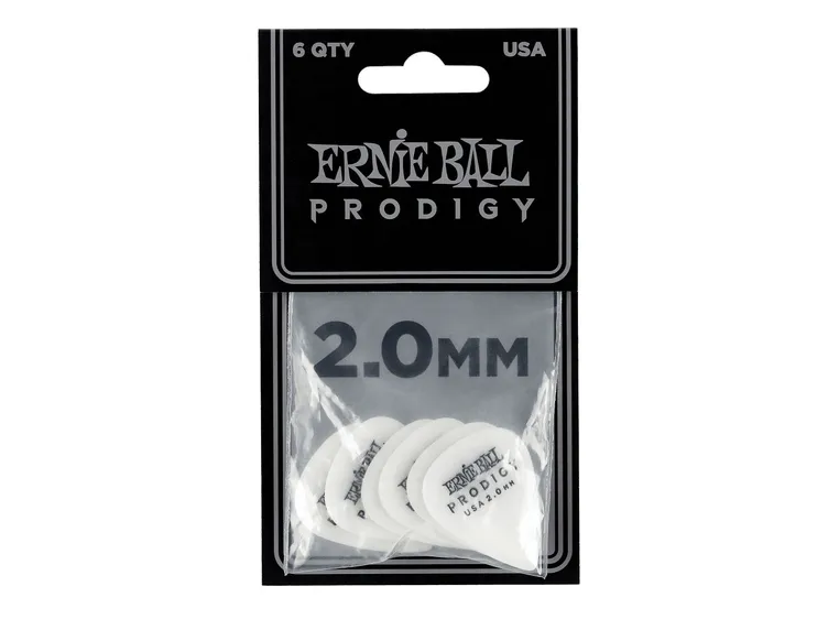 Ernie Ball EB-9202 Prodigy pick, white High Performance plekter 2mm 6-pakning 