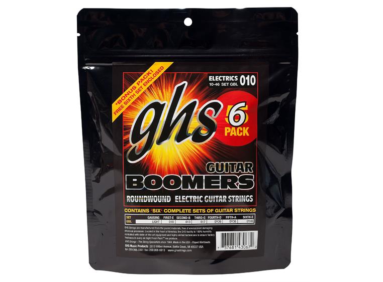 GHS GBL-5 Set Boomers Light (010-046) 5 Pack FREE BONUS 6 SET