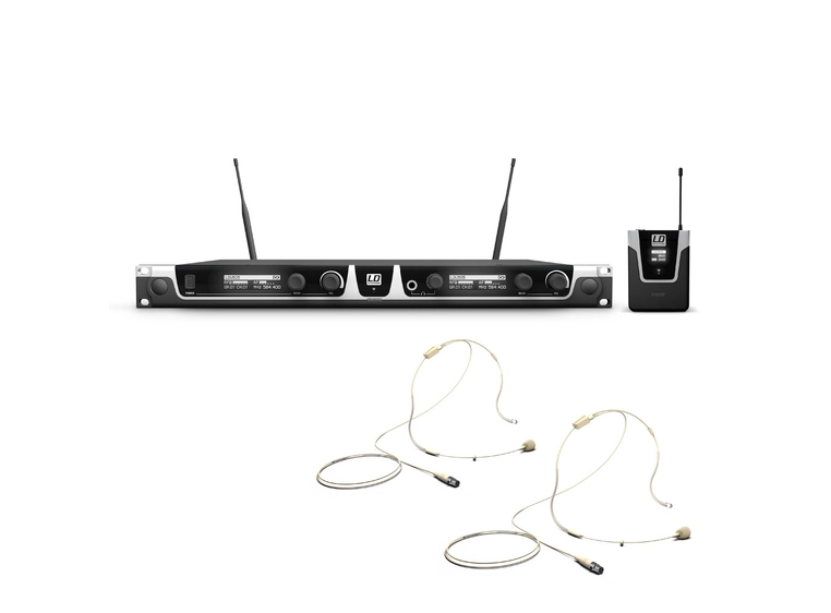 LD Systems U505 BPHH 2 Wireless Mics 2 x Bodypack and 2 x Headset beige 