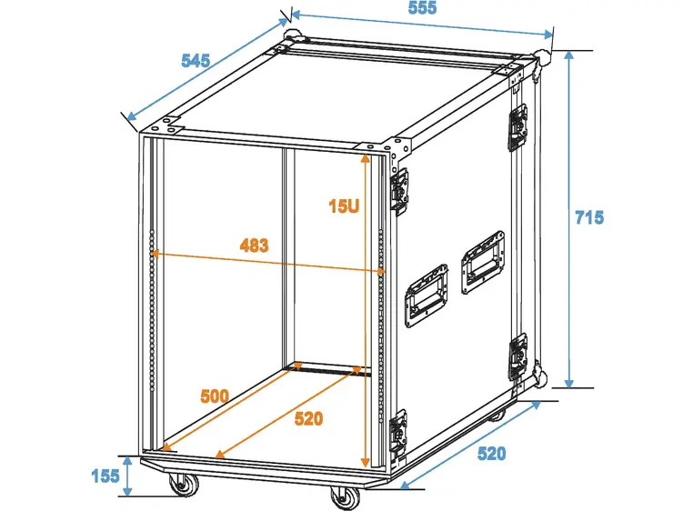 ROADINGER Rack Profi 15U 45cm with wheels 