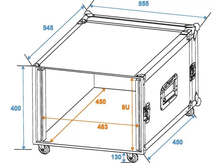 ROADINGER Rack Profi 8U 45cm with wheels 