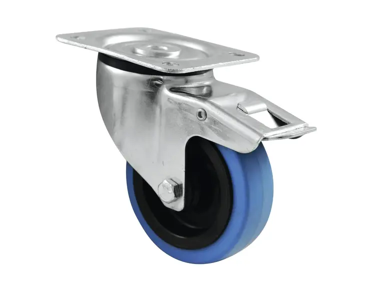 Roadinger Swivel Castor 100mm BLUE WHEEL with brake 