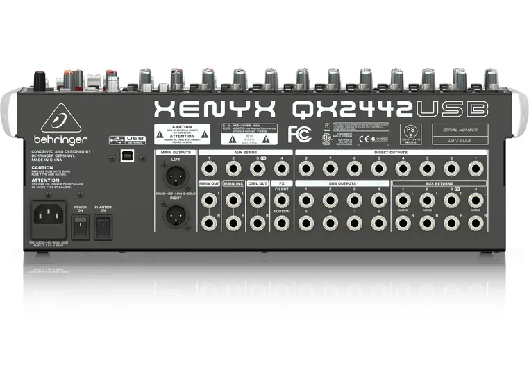 Behringer XENYX QX2442USB Premium Mixer 24-Input 4/2-Bus, KLARK TEKNIK Multi-FX 