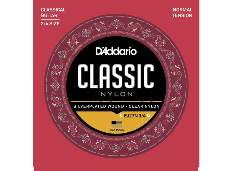 D'Addario EJ27N 3/4 Silver / Clear Nylon (029-044) Student Classics 