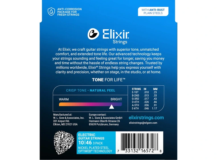 Elixir Optiweb El 3-pack Nickel Plated (010-046) 16572 