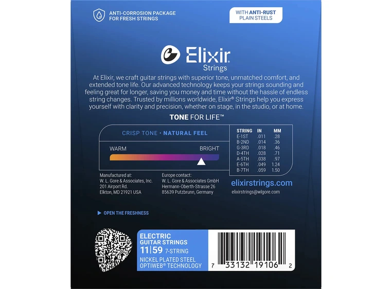 Elixir Optiweb Electric Nickel Plated (011-059) 19106 7-strenger Medium 
