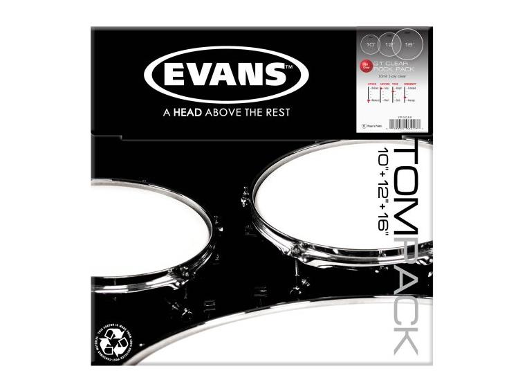 Evans ETP-G1CLR-R Tom Pack Genera G1 Clear Rock 10, 12, 16