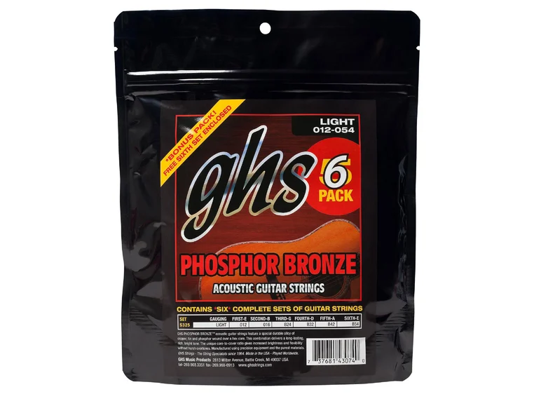 GHS S325 Phosphor Bronze Light (012-054) Light 6-pakning 