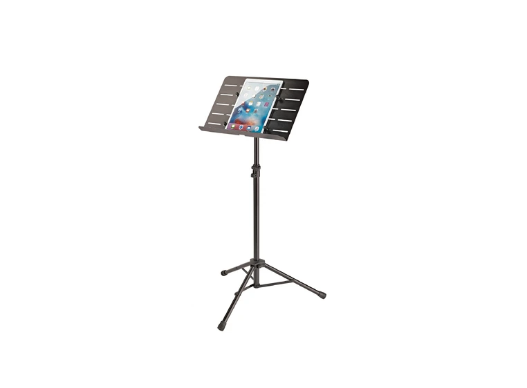 K&M 11965 Orchestra music stand with tablet holder,black steel 